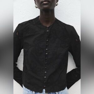 Mango Embroidered Blouse with buttons size 4